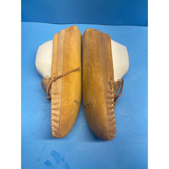 LL Bean Wicked Good Mocs Slippers Kids Size 5 Sheepskin Lamb Fur Moccasins Tan - Picture 8 of 11